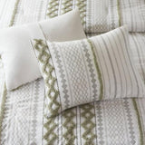 3 PCS King/Cal King Cotton Printed Comforter Set with Chenille Sage/Ivory B035P319204