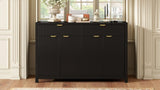 Modern Wave-Pattern Sideboard Cabinet with 2 Drawers and 4 Doors, 3-Level Adjustable Shelves, N711P269068B