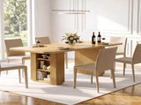 70.9" Rectangular Dining Table for 6 People, Fluted Panel Legs with 2 Side Storage Cabinets, MDF 37176423