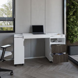 Extendable Desk, 2 Drawers, 4 Shelves, 4 Wheels B097P296841