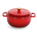 Cast iron 5QT cooking pot - Gradient red - Includes two silicone gloves - Enamel pot 72490556