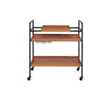 Honey Oak and Black Serving Cart with Stemware Rack B062P184582