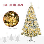 ZUN Christmas Trees, with Snow Frosted Branches, Warm White LED Lights 63176633