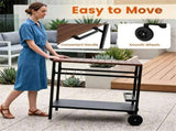 Stainless Steel Outdoor Grill Prep Table with Storage Cabinet Spice Rack & Tool Hooks, Rolling 30951117