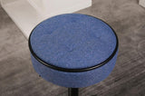 Round Storage Bar Stool Set of 2, Blue Linen Height Adjustable Barstool, 360&degCounter Height Swivel W2200P196799