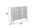 Landmark Traditional Style 9-Drawer Dresser With metal drawer pulls Made with Wood in Silver. B009P235325