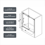 6063 Brushed Gold frameless one fixed and one shifted Shower Door,70MM 304 stainless steel large W2517P304336