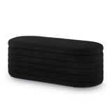 Modern Oval Storage Ottoman Bench, Upholstered Boucle Teddy Fabric of Bed Bench with Storage, W2186P193117