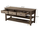 Console Table with Wood Frame and Legs, Sofa Table Entryway Table with 3 Drawers and 2 Open Shelves 96317130