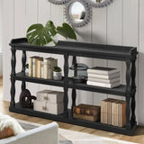 Console with 3-Tier Open Storage Spaces And Roman Column Effect Support Legs,Narrow Sofa Entry W1445P162737
