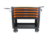 4 DRAWERS MULTIFUNCTIONAL TOOL CART WITH WHEELS AND WOODEN TOP-ORANGE W1102111186