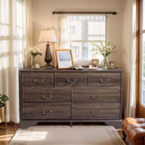 7 Drawer Double Dresser for Bedroom, Wide Storage Cabinet for Living Room Home Entryway,Brown 32734282