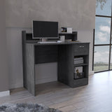 Computer Desk with Top Open Shelf, 1-Drawer and 2-Storage Shelves, Smokey Oak B097133208