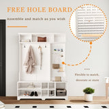 Hall Tree with Shoe Bench, Coat Rack ,Shoe Storage ,Storage Shelves and Pegboard, for Hallways, W757P148146