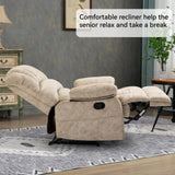 Large Manual Recliner Chair in Fabric for Living Room, Beige W3224P288517