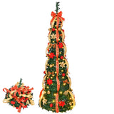 ZUN 6 FT Fully Decorated Pre-lit Christmas Tree, Pop Up Artificial Xmas Tree with 150 Warm Lights 99978008