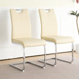 ZUN Modern PU dining chair living room chair upholstered chair, electroplated metal legs design, W210P164982