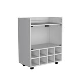St Andrews Bar Cart with Built-In 8-Bottle Rack, Double Glass Door Cabinet, and Aluminum-Edged Top B200P188874