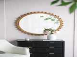 D34" Wood Round Mirror with Beaded Frame, Circle Wall Mirror for Living Room Bedroom Entryway W2078126450