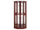 6 Shelf Corner Curio Display Cabinet with Lights, Mirrors and Adjustable Shelves, Cherry 99490585