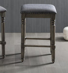 ZUN Arnhem Wood Upholstered Swivel Counter Height Stool, Set of 2, Grey T2574P164817