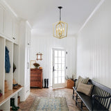 4-Light Farmhouse Kitchen Chandeliers, Vintage Cage Light Fixture Adjustable Height Chandeliers for W1592P230613