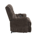 ZUN ACME Pacay Power Recliner w/Lift, Heating & Massage, Brown Velvet LV02998