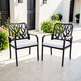 Outdoor Patio K/D Aluminum Stationary Dining Chairs 2PCS with Outdoor-grade Sunbrella Fabric W1886P272372