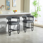 ZUN House Hold Bar Set of 1, Modern Bar Stool with Back, Black Metal Frames, Upholstered Bar W1588P207633