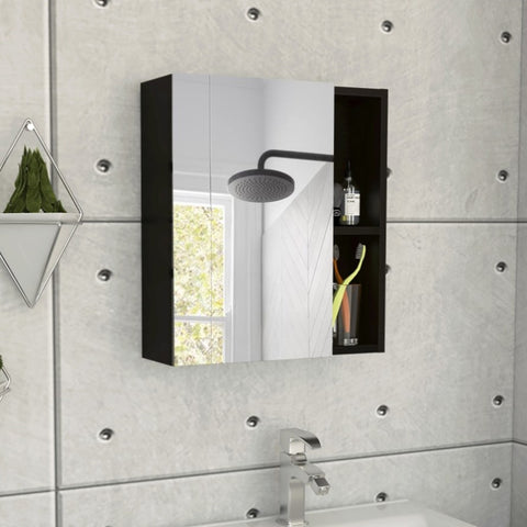 ZUN Labelle Medicine Cabinet With Mirror, Five Internal Shelves, Single Door -Black B07091924