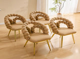 Set of 2 Modern Velvet Dining Chair with Bubble Back, Accent Chair with Gold Metal Legs, Upholstered W3875P446131