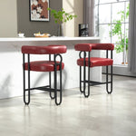 ZUN House Hold Bar Set of 2, Modern Bar Stool with Back, Black Metal Frames, Upholstered Bar W1588P194938