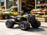 Yellow 12V Kids Electric ATV Recharging Ride-on Quad with Realistic Headlights & Wide Traction 24554687