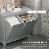 Tilt-Out Laundry Sorter Cabinet, Bathroom Storage Organizer Grey-AS Prohibited by 18628659