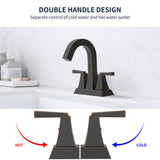 Bathroom Sink Faucet Oil Rubbed Bronze 2-Handle 4 Inch Center-Set Bathroom Sink Faucet, Sink Drain 19093752