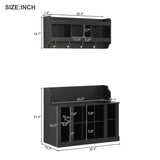 ZUN ON-TREND Shoe Storage Bench with Shelves and 4 Hooks, Elegant Hall Tree with Wall Mounted Coat Rack, WF313576AAB