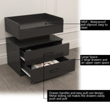 1 Set Nightstand with Adjustable LED Strip Light, 2-drawers, Large Storage Space, Suitable for W368P239006