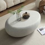 43.31''Fiberglass Elliptical Coffee Table for Living Room Vintage Table,Matte Rocks Table front of W2582P195218