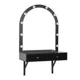 Floating Makeup Vanity Desk with Mirror & 3-Color Lights, Wall Dressing Table with Power Outlet, N844P263662B