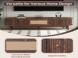 Modern Design TV Stand for 75" TVs, Media Console TV Cabinet with Rattan-Front Drawer for Living 45140769
