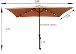 ZUN 10 x 6.5t Rectangular Patio Solar LED Lighted Outdoor Market Umbrellas with Crank & Push Button Tilt W65627953