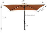 ZUN 10 x 6.5t Rectangular Patio Solar LED Lighted Outdoor Market Umbrellas with Crank & Push Button Tilt W65627953