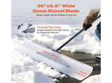 36" Snow Pusher Shovel with Metal Edge, HDPE Blade, Anti-Slip Grip, Segmented Handle, for Driveway 09472633