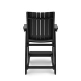 ZUN Black Modern Counter Chair – Sleek HDPE Poly Lumber for Dining, Patio, and Garden Comfort B195P198783