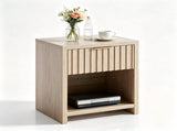 () 1 Drawer 1 Shelf Honeycomb Board MDF Bedside Table 20*15*24.5in Light Gray 25841900