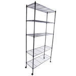 ZUN 5-Layer Plastic Coated Iron Shelf with 1.5" Nylon Wheels 165*90*35 Black 76488295