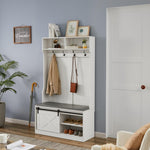 ZUN White, Column Coat Rack with Storage Shoe Cabinet 83801402
