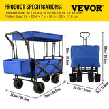 VEVOR Extra Large Collapsible Garden Cart with Removable Canopy, Folding Wagon Utility Carts with T3342P298271