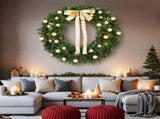 48in Pre-lit Christmas Wreath, Lighted Artificial Xmas Wreath with 150 Warm White Lights and 450 PVC 97763333