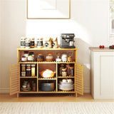 Bamboo Bathroom Cabinet with 2 Enclosed Spaces - 39"x13.5"x8" Open Shelf, 9" Inner Cabinet Shelf 12321296